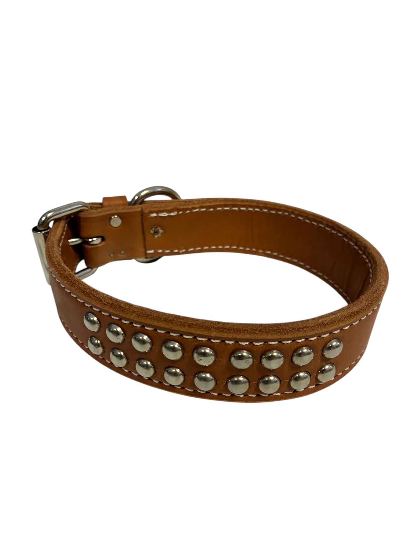 1 1/2" Leather Collar with brass spots 20"
