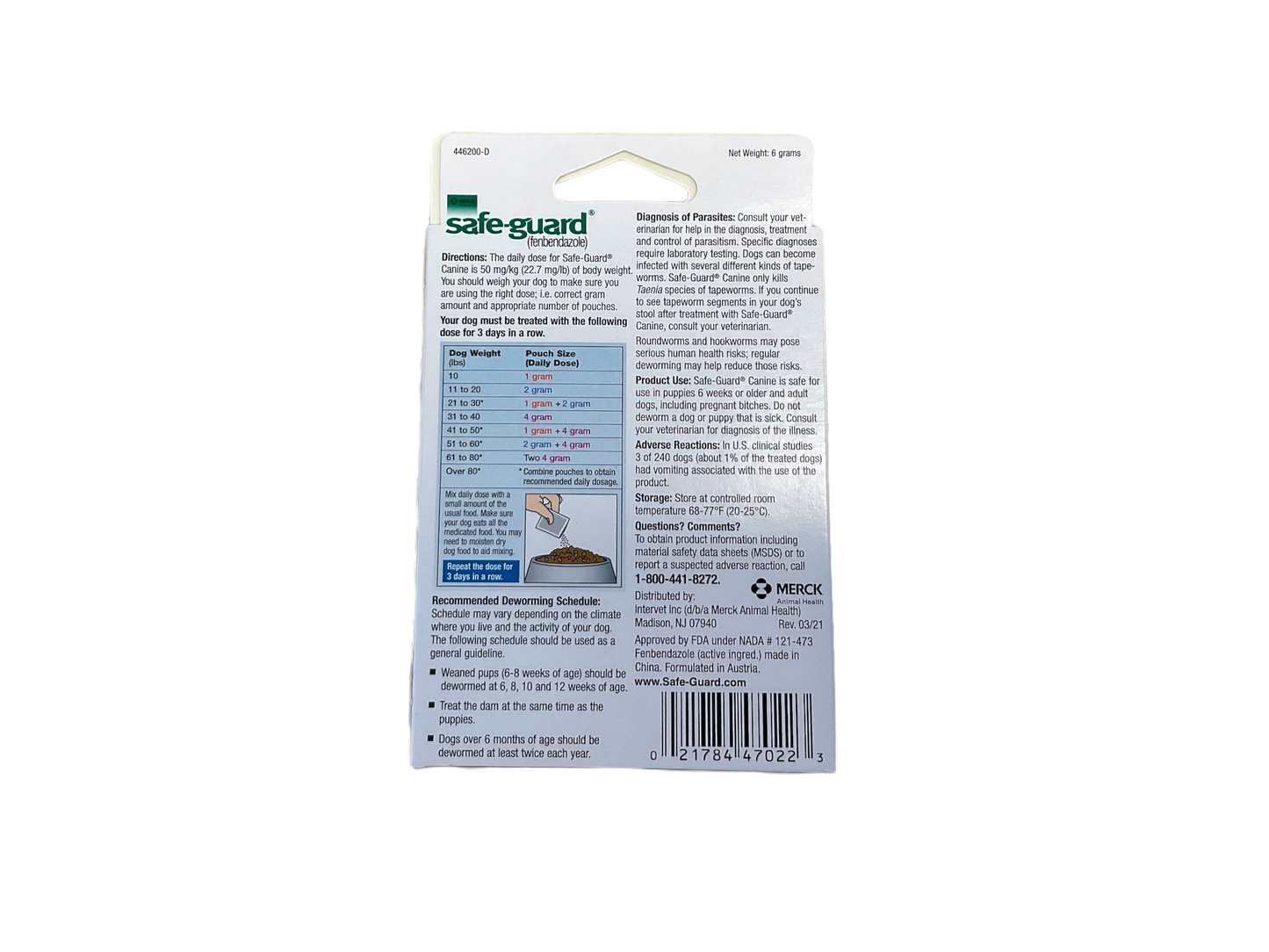 SafeGuard Canine Dewormer