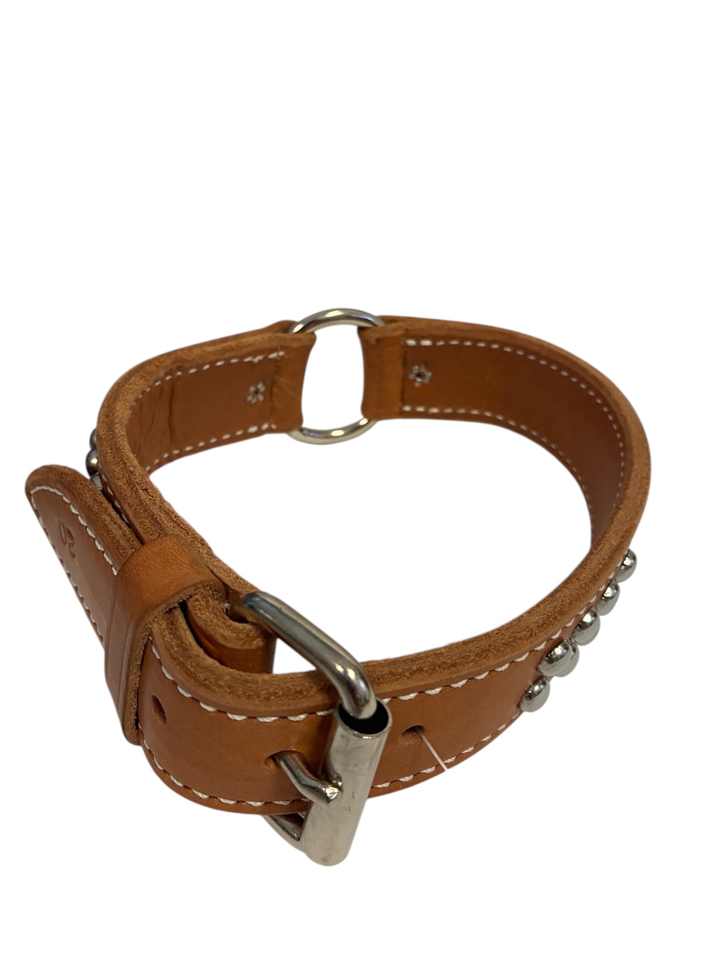 1  1/2" Leather Center Ring with brass spots DIF 20" Collar