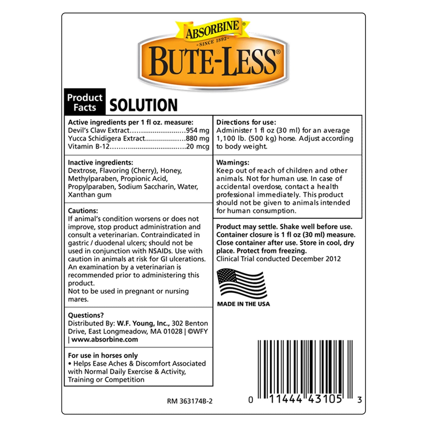 Absorbine Bute-Less Comfort & Recovery Support Solution