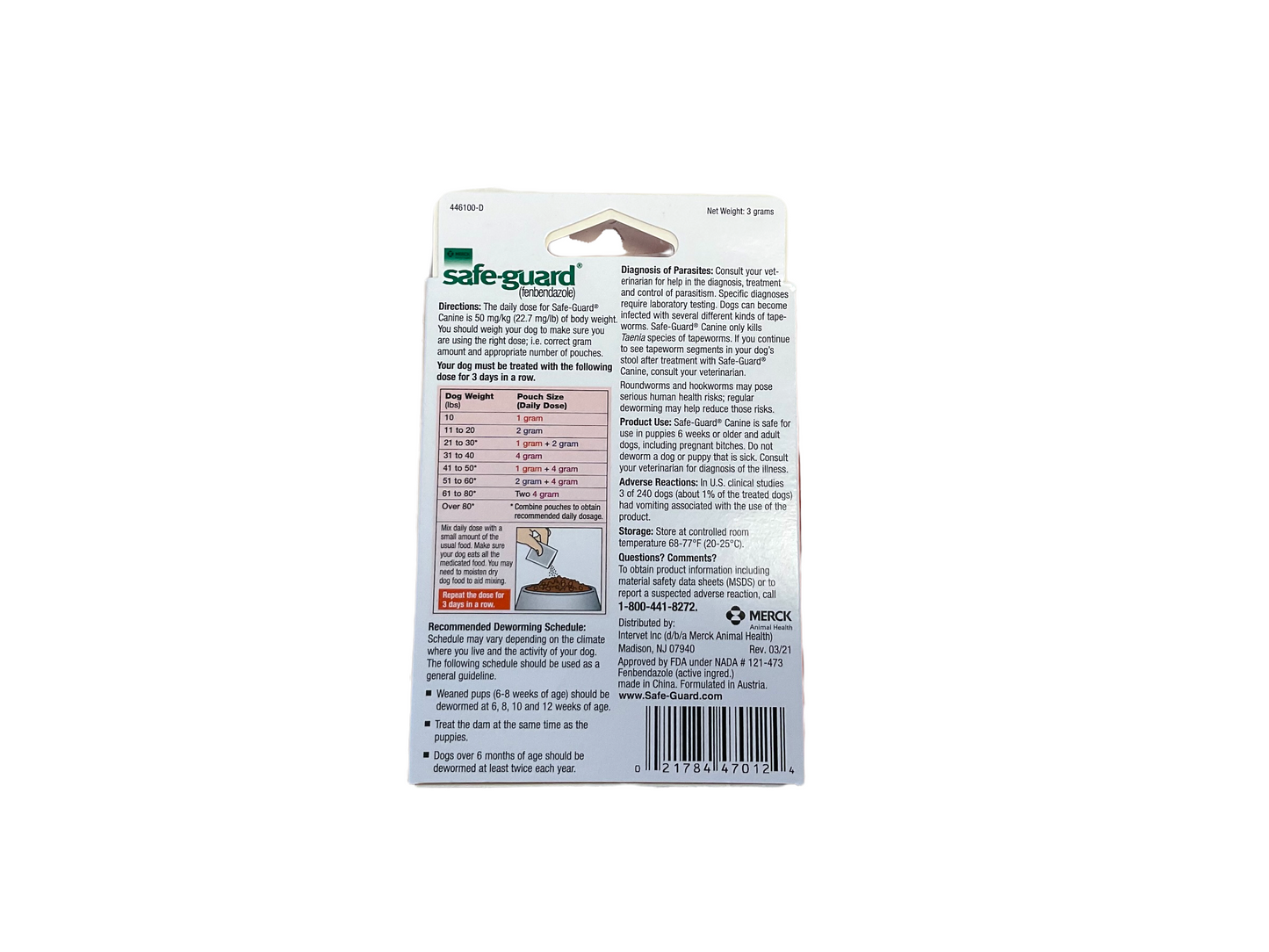 SafeGuard Canine Dewormer